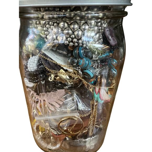 Mystery Costume Jewelry Jar 2.6 lb. 100% Wearable Items Vintage to Modern